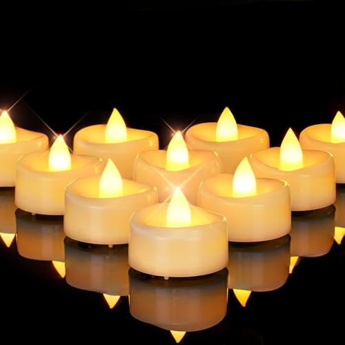 AMAGIC 12er Flimmerfreies LED-Teelichter, Batteriebetriebene Kerzen Für Hochzeit, Weihnachten, Tischdeko, Zuhause,Wach Außenschale
