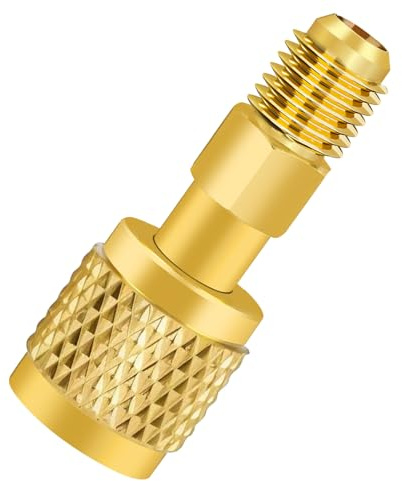 R32 R454B Kältemittel-Messingadapter, rutschfester Griffanschluss | 1/4 Zoll Innengewinde auf 1/4 Zoll Außengewinde mit umgekehrtem Gewinde | Kompatibel mit R-454B/R-32-Tanks, Split-Systemen Adapter