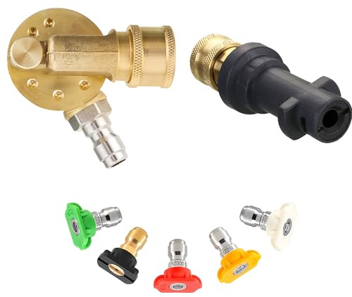 M MINGLE Pivoting Coupler, Compatible with Kärcher K2-K7, 4500 PSI | Pressure Washer Nozzle with Adapter, 1/4 Quick Connect, 240° Rotation
