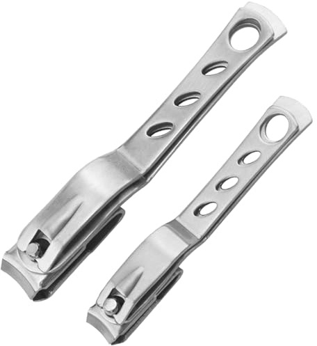 2Pcs Nail Clippers Rotating Stainless Steel Toe Nail Clippers for Thick Nails Sturdy Fingernail Clipper with Wide Opening & Long Handle for Seniors Thick Toenails