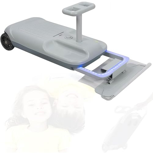 SHAIRMB Go Kart for Kids, Ride On Mop Floor Cleaner, Portable 5-Speed Cleaning Mopping Kart with Bearing Steering Rod, Adjustable Speeds, 360° Steering Wheel,Grey,Single drive