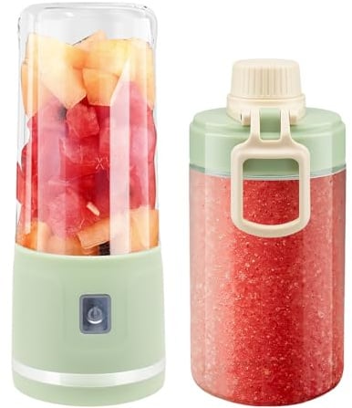 Frullatore per Frullati Portatile con Coperchio per Bicchiere, 450 ml, Ricaricabile via USB, 8 Lame, per Succhi, Frullati, Omogeneizzati, Viaggi, Palestra
