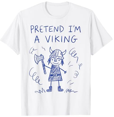 Pretend I'm A Viking Lazy Halloween Costume Stick Figure T-Shirt