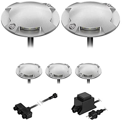 ledscom.de LED Boden-Aufbau-Leuchte Bunda, 2-flammig, für außen, befahrbar, warm-weiß, 5er Set