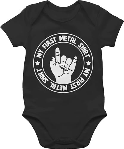 Baby Body Junge Mädchen - Strampler & - My first Metal Shirt - 1/3 Monate - Schwarz - witzige babykleidung sachen für neugeborene rocker bodys babyklamotten neugeboren metall babybody sprüche