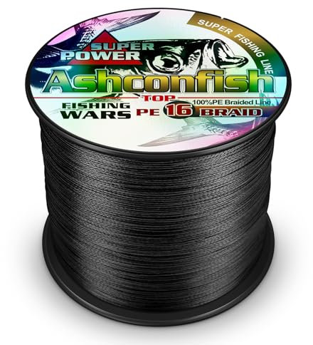 Ashconfish Lenza da pesca intrecciata-16 fili cavo da pesca 100 m/109 yards 136,1 kg resistente all'abrasione Incredibile Superline Zero Stretch Diametro ultrasottile Filo intrecciato nero