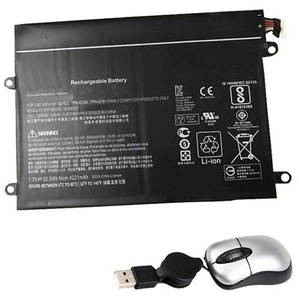 Amsahr SW02XL-05 - Batería de reemplazo para HP SW02XL, HP 859470-1B1, HP HSTNN-IB7N (Incluye Mini ratón óptico) Color Gris