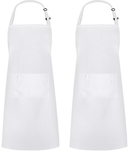 Syntus 2 Pack Adjustable Bib Apron Waterdrop Resistant with 2 Pockets Cooking Kitchen Aprons for Women Men Chef