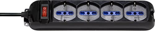 Eco-Line Multipresa con interruttore 4 prese nero, 1,4m H05VV-F3G1,0 *IT* 16A