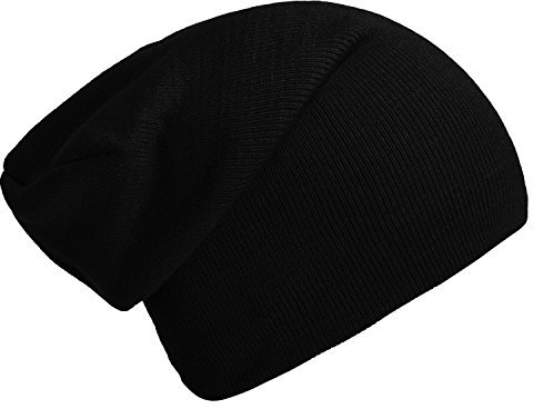 DonDon Mütze Herren Mütze Damen Wintermütze Slouch Beanie - Schwarz