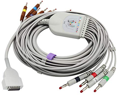 Sino-K 10 Leads ECG/EKG Cable Banana 4.0mm 15 Pins 9.8 ft Compatible for GE Marquette 2029893-001