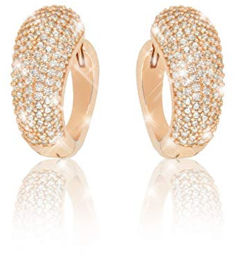 Damen Creolen SHINE Roségold plattiert glänzende Braut Hochzeits Ohrringe echte Zirkonia in AAAAA Qualität in einer hochwertigen Schmuckbox mit Echtheits-Zertifikat