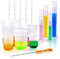 moveland 15-Piece Set of Plastic Graduated Cylinders and Beakers with 5 Transfer Pipettes and 1 Test Tube Brushes, Ideal for Science Lab