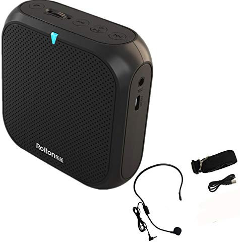 Voice Amplifier Mini Loud Speaker Portable with Microphone 5W USB U Disk/TF for Teaching Tour Guides,Coaches,Classroom,Elderly (black)