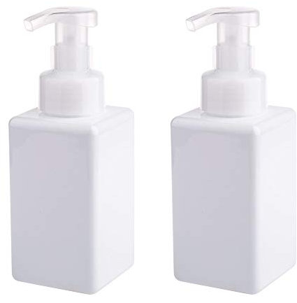 UUJOLY Schaumseifenspender, 450 ml, nachfüllbare Pumpflasche, Kunststoff, für Flüssigseife, Shampoo, Duschgel (2 Stück) (weiß)