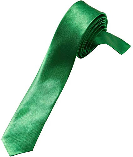 dressforfun 901020 Einfarbige Krawatte für Damen und Herren, glänzender Schlips in Einheitsgröße, schmale Krawatte für Party Kostüm Fasching Alltag Business - diverse Farben - (grün | Nr. 303680)