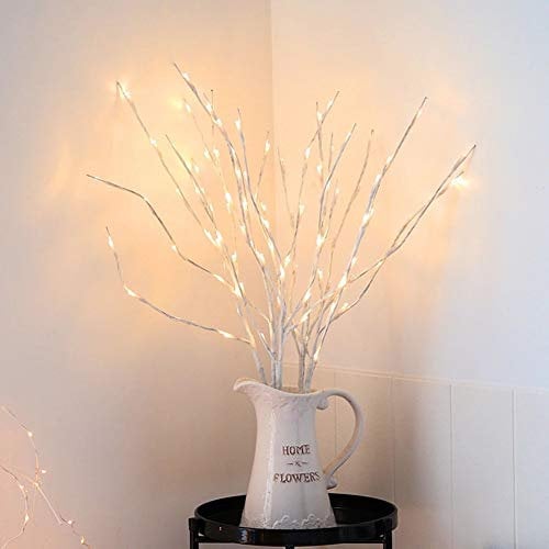 Tree Branch Lights Festive Lights 3 Pcs 75cm LED Twig Lights Battery Powered Decorative Lights-White