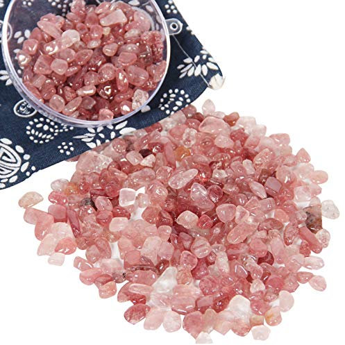Orientrea 500 Grammi di Cristallo Naturale Quarzo Rosso Fragola Pietra schiacciato, Fragola burattato Chip-Cristalli curativi Chip sfusi, Pietre levigate per Cristalloterapia e Reiki, Artigianato