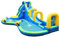 COSTWAY Inflatable Water Slide, Jumping Bouncy Castle with Water Guns, Splash Pool and Climbing Wall, Outdoor Blow Up Activity Center for Kids (5 in 1)