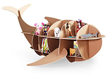 The Cardboard Co Kinder Regal Amy der Wal in braun - geeignet für ca. 60 Tonies, Spielzeug oder Kinderbücher - 100% plastikfrei (Naturbraun)
