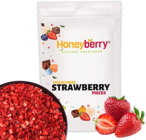 Piezas de fresa liofilizada (50 g), sin azúcar añadida, 100% natural, sin gluten, vegano amigable
