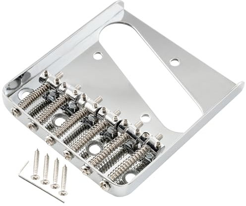 Musiclily Pro 54mm Chevalet Telecaster Vintage 6 Pontets Barrel pour Guitare électrique Style Tele, Chrome