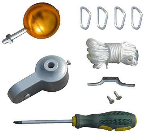 JKSM Fahnenmast Zubehör, Fahnenmast-Kit Langlebiges Fahnenmast-Teilereparatur-Set, Flaggenstangen-Teile Passend für Die Meisten Fahnenmasten Enthält Obere Kugel, Seil, Rolle