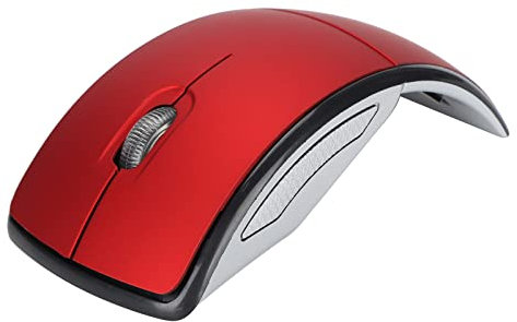 Jectse Faltbare Maus, Kabellose 2,4-G-Arc-Maus mit USB-Empfänger, 1600 DPI, Einstellbare, Ultradünne, Tragbare, Ergonomische Computermaus für das Heimbüro(rot)