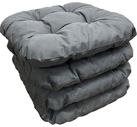 Highliving 4er Set Sitzkissen 38x38 cm Sitzpolster Stuhlkissen Outdoor & Indoor Kissen Weiche Kissen für Gartenstühle, Kissen mit 8cm Schaumstoff Polsterung - Hergestellt in Polen (Anthracite)
