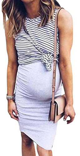 Tomwell Femmes Enceintes VêTements De Maternité Manches Courtes Robe Moulante Sexy Solide Ajusté Et Robe Grossesse Ete Blanc M