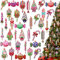 Weihnachtsbaumschmuck-Set, Weihnachtsbonbonbons, rund, Lutscher, Lebkuchenhaus, flacher Zug, Donut, Kuchen, Holzornamente, Pfefferminz, Partyzubehör (niedlich, 36 Stück)