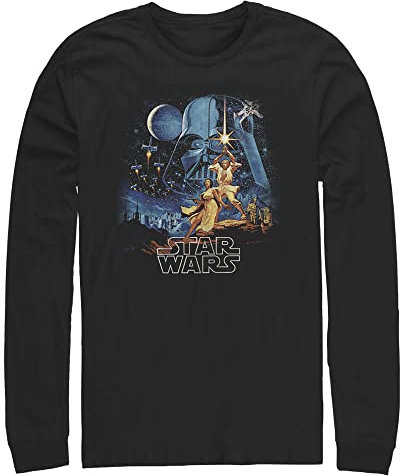 STAR WARS Big & Tall Two Hopes Men's Long Sleeve T-Shirt, Black, 5XL Plus