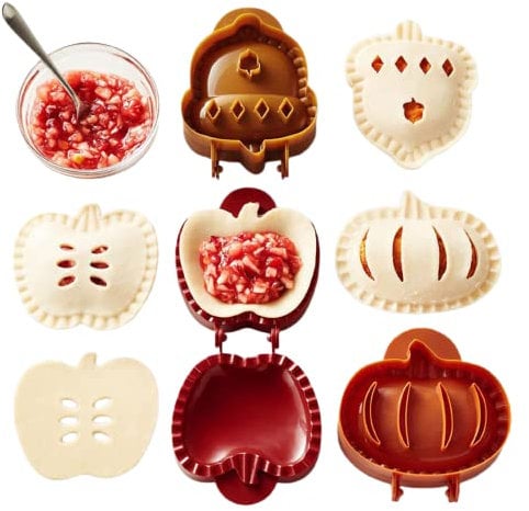 IKKSA Hand Pie Mold Set of 3, Apple, Acorn Pumpkin Party Potluck Hand Shake Pie Mold Apple Cookie Cutter Thanksgiving Pastry Tools Accessories Mini Pie Dough Press Tool Pastry Press Pocket Pie Mold