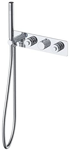 RAK Prima Tech Concealed Horizontal Thermostatic Dual Control Shower Valve with Hand Shower and Back Plate - RAKPRT3026