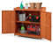 RELAX4LIFE Gartenschrank mit 4 Rädern, Werkzeugschrank aus Holz mit rutschfesten Matten, 2 feststellbare Räder, Geräteschrank für Werkstatt, Haus, Hinterhof, Büro, 98,5 x 48 x 100 cm, Natur