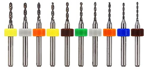 HUAZIZ 10 Pcs PCB Drill Bits Set Mini Brocas Carburo de 1,1 mm a 2,0 mm de Micro Grabado Herramientas para Grabado de Joyería CNC Carpintería (1 Unids Cada Uno)