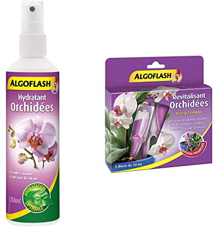 ALGOFLASH Hydratant Orchidées, Vaporisation 1 xfois par jour, 250 ml, AORCHYDRA250N & Monodoses Revitalisantes Orchidées, 5 doses, MONORCHID 30 ml Violet