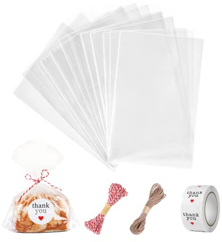 Carehabi 200 pezzi di Sacchetti Cellophane sacchetti in plastica per confezionamento Cellophane Biscotto caramelle con perline regalo