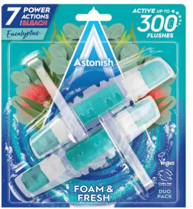 Astonish Foam and Fresh Toilet Blocks, Fresh Eucalyptus, Pack of 2
