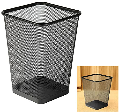 ARA CHOICE Colorful Mesh Bins Waste Rubbish Paper Wastebasket Trash Can Dustbin Metal Square Bin For Home Office easy to use Recycling Bin for Bedrooms Multi Colour with Attractive looks (Black)