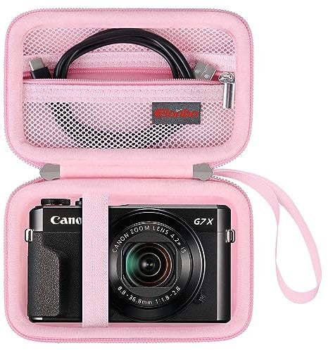 Elonbo Tragetasche für Canon PowerShot G7 X Mark III/ G7 X Mark II/ G7X Digitalkamera, G7X Mark iii/ii 4K Vlogging Kamera Reisetasche. Mesh Tasche passt Kabel, Pink