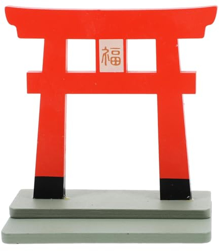 Puerta Torii japonesa Mini puerta Torii Shinto estante de madera santuario miniatura Japón acuario puente paisaje ornamento hadas jardín decoración naranja