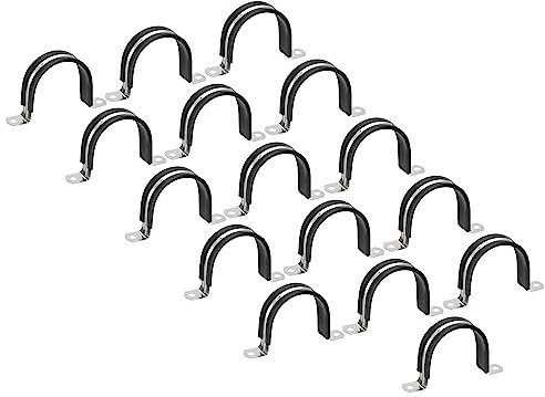 Sourcing Map 16Pcs 48mm(1-7/8) Rubber Pipe Strap, Black, Pipe Clamp, HARDWARE_CLAMP_VISE