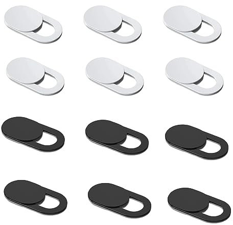 NUDFSY Webcam Covers, Webcam Cover Slide,Camera Blocker Camera Cover Slim, Protects Your Privacy Online, Slider Camera Sticker Laptop Webcam Blocker for Smartphone Tablet(6 Black 6 White)