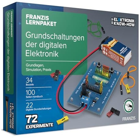 FRANZIS 67204 - Lernpaket Grundschaltungen der digitalen Elektronik - Komplettset für 72 Praxis-Projekte, inkl. Handbuch