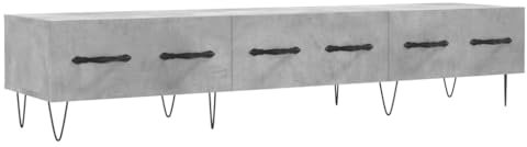 vidaXL Engineered Wood TV Cabinet with 3 Drawers - Spacious Media Unit in Concrete Grey with Iron Legs for Living Room and Bedroom