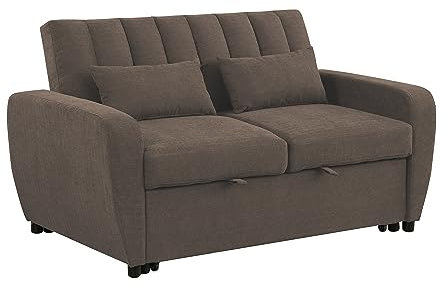 Visco Therapy Modern and Versatile Velvet 2 Seater Guest Sofa Bed (Brown)