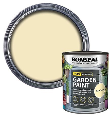 SAVING HUB Fence Paint Garden Shed Paint 750ml - Exterior Wood Paints Tin Waterproof, Weatherproof Paints - For Benches, Metal, Brickwork, Terracotta Pots, Stones Tin (Elderflower)