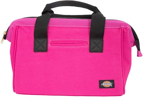 Dickies 12-Inch Durable Canvas Work Bag for Painters, Carpenters, and Builders, Heavy-Duty Zipper, Reinforced Handles, Pink (57148)
