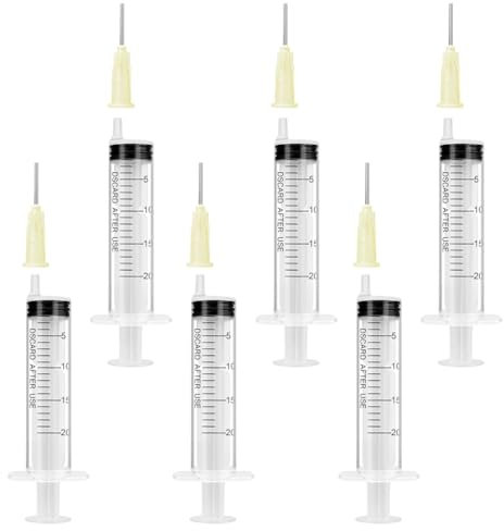 OFFCUP Spritzen-Set mit stumpfer Nadel, 6pcs Spritze 20ml und Kanüle, Plastiktube Einwegspritzen Kunststoff Spritze für Flüssigkeiten, Hobby, Modellbau und Heimwerk